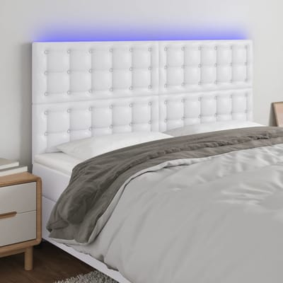 vidaXL - Hoofdbord - LED - 160x5x118/128 - cm - kunstleer - wit