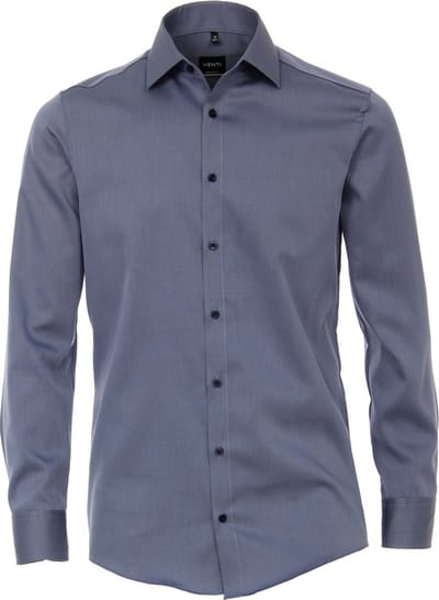 VENTI modern fit overhemd - mouwlengte 72cm - twill - grijsblauw - Strijkvrij - Boordmaat: 39