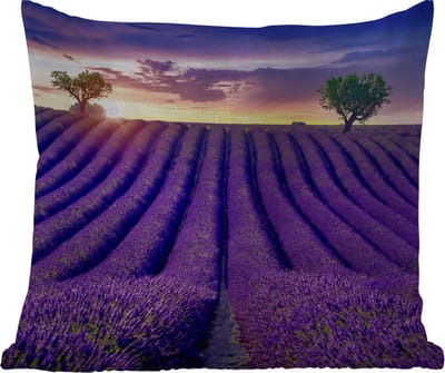 Tuinkussen - Lavendel - Heuvels - Zonsondergang - Bpmen - Paars - 40x40 cm - Weerbestendig
