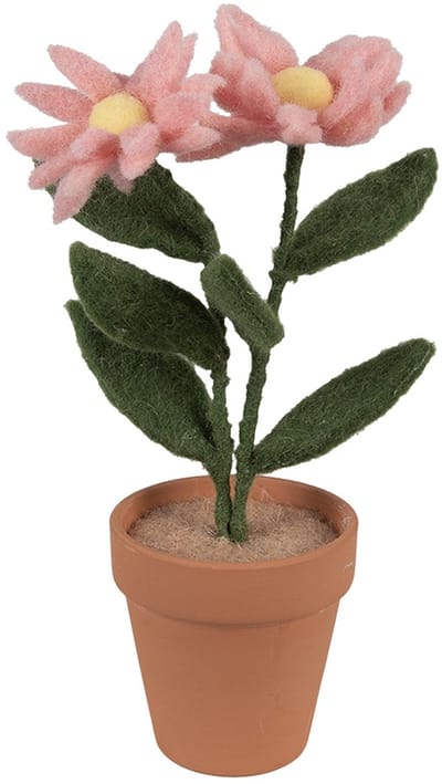 Clayre & Eef Decoratie Bloem 8x8x26 cm Roze Textiel