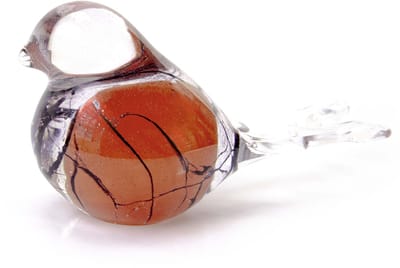 Loranto - Mini Urn Vogel Oranje Marmer - Kleine Urn - Luxe Glas urn