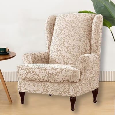 Jacquard Wing Chair Cover Stretch Sofa Wingback Fauteuil Hoes Verwijderbare Sofa Zithoes Meubelbeschermer Krukhoes