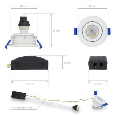 HOFTRONIC Lima - LED Inbouwspot - Kantelbaar armatuur - Diameter 85mm - GU10 Fitting incl. lamphouder - IP65 voor binnen,buiten en badkamer - Rond -