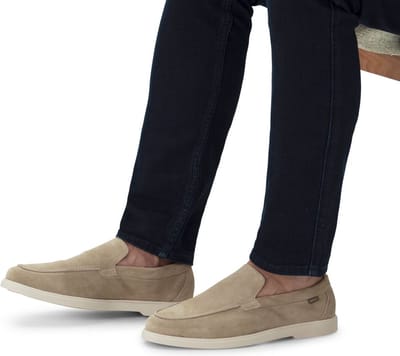 Manfield - Heren - Beige suède loafers - Maat 43