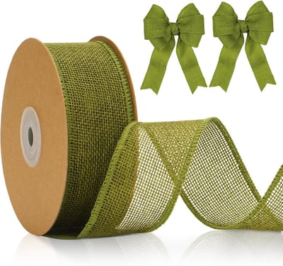 4 cm jute lint met draad saliegroen: cadeaulint voor strikken 10 m lint voor het knutselen jute decoratielint voor krans cadeau grijs-groen