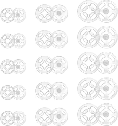 36 Pairs Drukknopen voor Naaiwerk, Transparante Plastic Drukknopen voor DIY Kleding en Creatieve Projecten, 7.5 mm, 10 mm, 12.5 mm