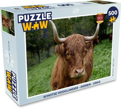 Puzzel Schotse Hooglander - Dieren - Gras - Legpuzzel - Puzzel 500 stukjes