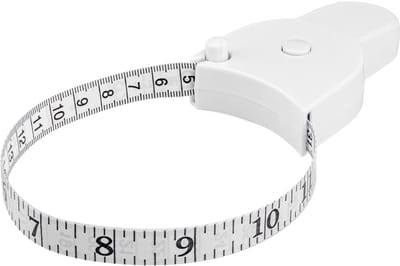 1 stuk meetlint om te naaien, zachte meetband, intrekbare meting voor lichaamsstof, naaien, handwerk, breien of omtrek van objecten taille, heupen, borst, armen, dubbele schaal, liniaal (wit, 150 cm)
