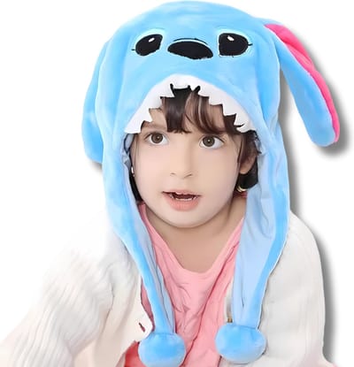 BoefieBoef Kindermuts met Dieren Oortjes voor Baby, Peuter & Kleuter 6 maanden tot 10 jaar – Warm Flanel Wintermuts – Dierenhoed Jongens & Meisjes – Beanie – Kerst en Sinterklaas Cadeau tip - Kou Carnaval & Halloween - Stitch Blauw Muis