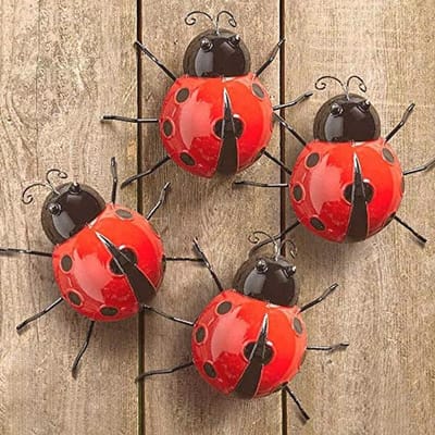 Decoratieve Metalen Lieveheersbeestjes voor Tuin en Muur - Set van 4