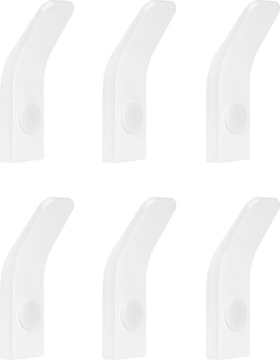 QUVIO Wandhaak - Set van 6 - Handdoekhaakjes - Handdoekhouder - Haakjes - Jashaak - Wandhaak zwart - Met schroeven - Voor 6 handdoeken - Voor keuken - Voor badkamer - Muurhaak - Metaal - Wit