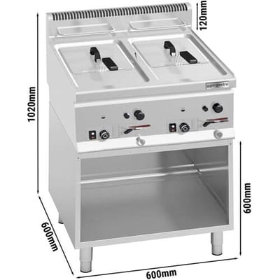 GGM Gastro Gas Doppelfritteuse - 8+8 Liter - 13,2 kW - inkl. Untergestell
