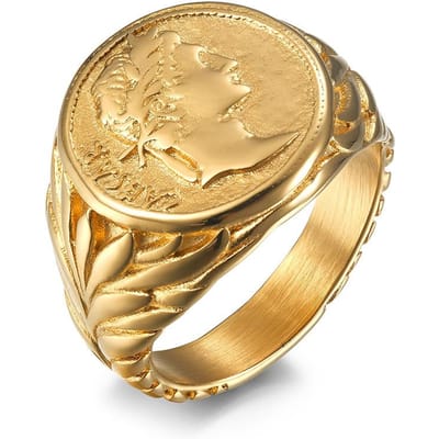 Europese en Amerikaanse Stijl Romeinse Rijk Caesar Roestvrijstalen Ring Retro Stijl 8#
