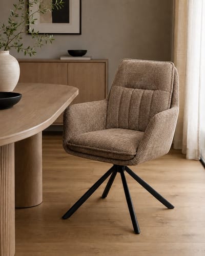 Eetkamerstoel Nina – Luxe Draaibare Armstoel – Cremona Stof – Auto Return - Cinamon