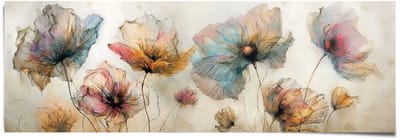 Poster Aquarel Bloemen - 53 x 158 - Papier - REINDERS