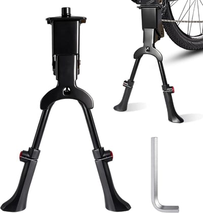 Fietsstandaard met Twee Poten, Dubbele Standaard Fiets 24-29 Inch Twee Poten Standaard Draagvermogen 30kg Fietsstandaard Geschikt voor Stadsfiets, MTB en Trekkingfietsen | Cyslmuk®
