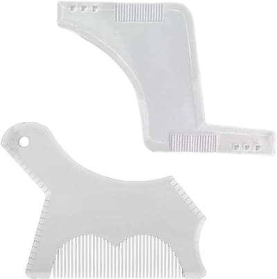 Sjablonen voor baardkam - 2 stuks baardsjablonen voor heren, stylingtool voor perfect trimmen en uitlijnen van baard en hals, transparant en gebruiksvriendelijk