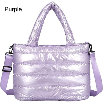Nieuwe Puffer Tote Bag voor Dames Gewatteerde Puffy Handtas Lichtgewicht Donzen Katoenen Gevoerde Schoudertas Donzen Vulling Crossbody Handtas01 gray