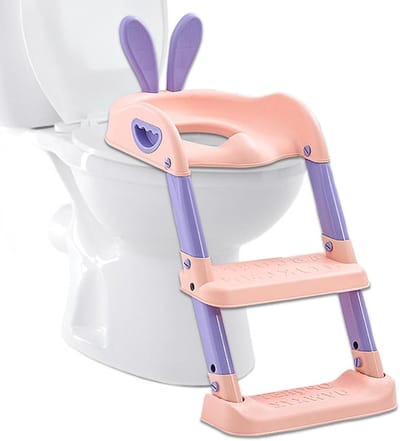 Potjestrainer voor peuters - Zindelijkheidstrainer - Zelfstandig naar toilet - Opvouwbaar met opstapje - 37x20x37 cm - Roze