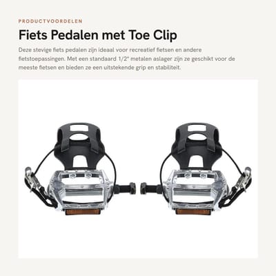 Dailygoods- Fiets Pedalen 12.7mm 1/2'' - Verstelbare Band - Geschikt voor Stadsfiets/BMX/Racefiets - Eenvoudig te Installeren - Stevige Metalen Aslagering - Fietsaccessoires
