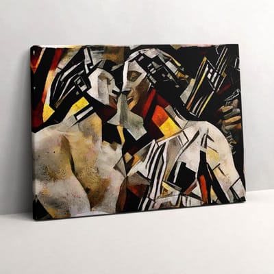 Wallfluent Foto Op Canvas Baroktijd - glas-in-loodkunst - 80 x 60 cm - Beige Schilderij Canvas - Kunst Canvas Foto - Imitatie van een olieverfschilderij Print Op Doek - Kunst Schilderijen Op Canvas Doek