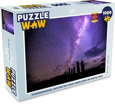 Puzzel Sterrenhemel boven de Moai beelden in Rapa Nui - Legpuzzel - Puzzel 1000 stukjes volwassenen