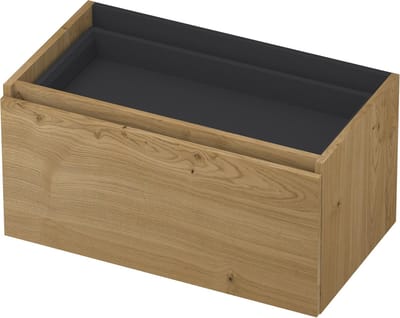 INK wastafelonderkast 1 lade greeploos fineer eiken inclusief binnenlade 90x40x45cm, natur