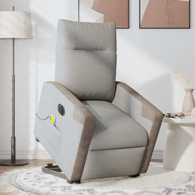 vidaXL - Sta-op-massagestoel - elektrisch - verstelbaar - stof - wolk - grijs