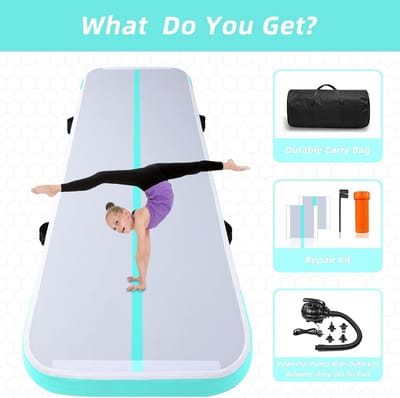 Airtrack - Inflatable Gymnastics Mat - PVC - Duurzaam en Veilig - Gemakkelijk Op te Blazen - Voor Thuis en Training