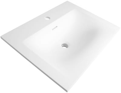Brauer Glacier Wastafel - 60 cm - met 1 Spoelbak en 1 Kraangat - Fine Stone Mat Wit