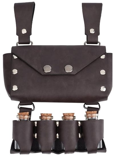 OmGoods - Dailygoody - Middeleeuwse Alchemy Riemtas - Viking Kostuum Pouch - Coconut Bruin - Renaissance Potion Belt Bag - Geschikt voor Halloween - Fantasy Wizard