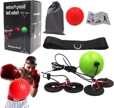 Reflecterende Boksbal - Trainingsbal Reflexen - Hand-Oog Coördinatie Trainen - Zonder Boren te Monteren - 15.5 x 9.3 cm - Zwart