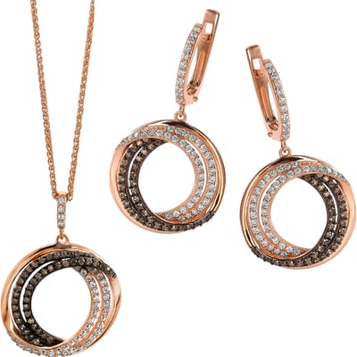 Orphelia 'Alina' Dames 925 Sterling Zilveren Set: Ketting-Hanger + Oorbellen - Roze SET-7055