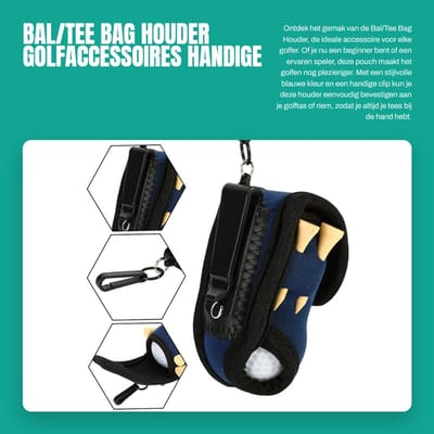 Dailygoods- Tee Bag Houder Hoogwaardig Materiaal - Utility Pouch - Golf Accessoires - Inclusief 4 Tees - Slijtvast - Comfortabel en Makkelijk Mee Te nemen - Golfbaltas