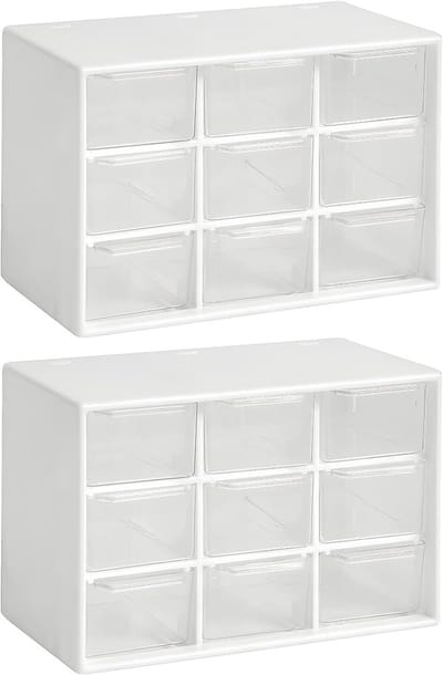 Mini Lade Organizer voor Bureau - 2 Stuks met 9 Laden voor Naaibenodigdheden en Creatief Werk - Compacte Opbergdoos voor Kantoor en Hobby