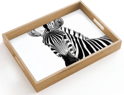 Dienblad hout 40x30 cm - Schootdienblad - Zebra - Close-up - Zwart - Strepen - Borrelplank rechthoek - Plateau dienbladen