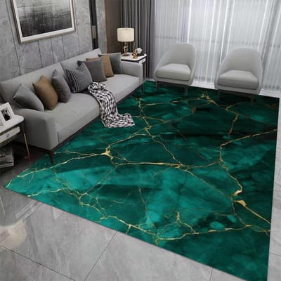 Smaragdgroen Tapijt Marmer Goud Marmer Woonkamer Slaapkamer Keukenruimte Abstracte Vloermat Binnen Vloerkleed Retro Huis Decoratief 120*160cm