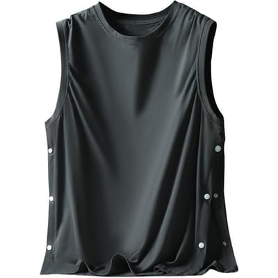 Gilet Heren Mouwloos Shirt Zomer Katoen Dun Mode Merk Knoopsluiting Amerikaans Basketbal Sport Gilet Top Herenkleding 3XL gray