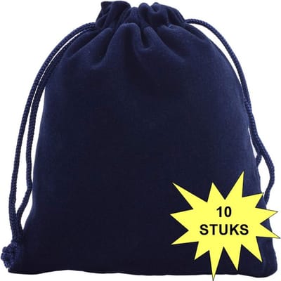 Fako Bijoux - Fluweel Cadeau Zakjes - Velours - 10x12cm - Donkerblauw - 10 Stuks