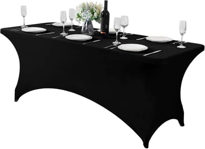 Tafelhoes Spandex - Universeel Tafelkleed - Feest Banket Decoratie - Kreuk en Vlek Bestendig - 183 x 183 cm - Zwart