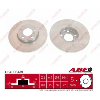 Remschijf ABE C3A005 voorkant, compleet, 1 Stuk