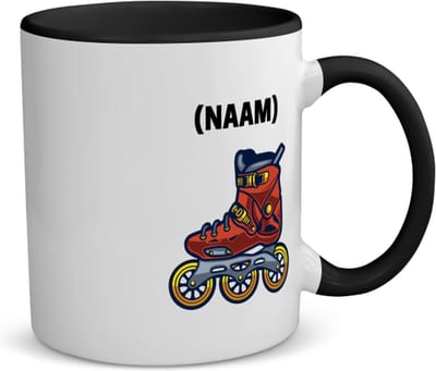 Akyol - rolschaats met eigen naam koffiemok - theemok - zwart - Sport - fanatieke rolschaatsers - sport - verjaardagscadeau - klein cadeautje - kado - gift - geschenk - verrassing - 350 ML inhoud