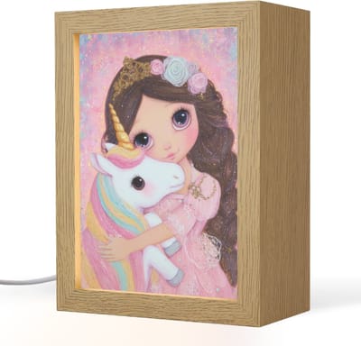 Nachtlampje 15x20 cm - Kinder lampje - Meisje - Eenhoorn - Glitter - Tafellamp kinderkamer - Slaapkamer lamp - Bedlamp kinderen - Kinderlampje stopcontact - Wandlamp babykamer - Nachtlampjes