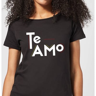 Te Amo Block Dames T-shirt - Zwart - 3XL