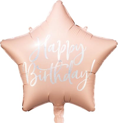 Partydeco - Folieballon Ster Happy Birthday - roze