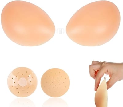 zelfklevende beha zonder bandjes, zelfklevende push-up beha, zelfklevende rugvrije beha, onzichtbaar, plakbeha met 2 stuks tepelpads, siliconen herbruikbaar, geschikt voor jurken, bruiloft