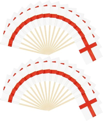 Dailygoods- Tandenstokers 200 stuks - Engelse Vlag - Feestdecoratie - Houten Tandenstokers - Milieuvriendelijk - Veelkleurig Papier