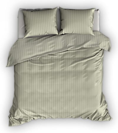 Satin d'Or Satijnstreep - Dekbedovertrek - Eenpersoons - 140x200/220 cm + 1 kussensloop 60x70 cm - Khaki
