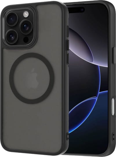 Hoesje geschikt voor Apple iPhone 16 Pro - Geschikt voor Magsafe - Shock Proof Case – Mat Zwart