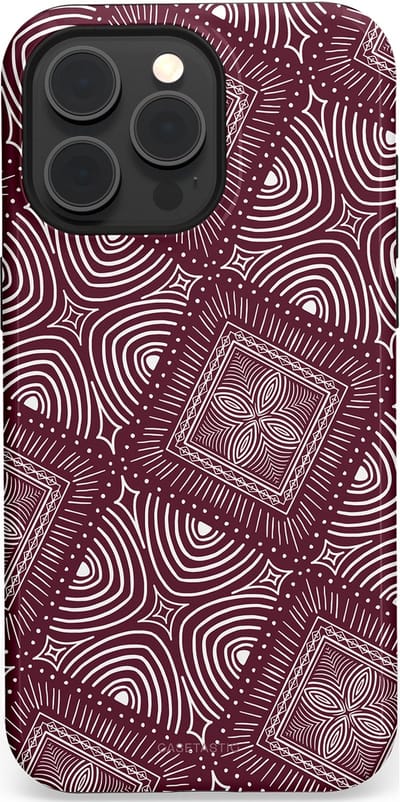 Casetastic Hoesje Geschikt voor Apple iPhone 15 Pro Max Magsafe - Stijlvolle Beschermende Duo-layer Case - Bohemien Rood Design